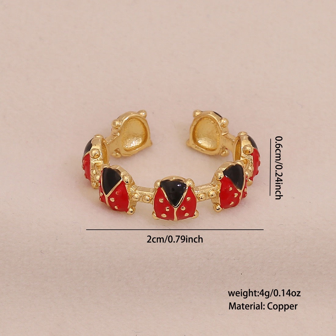 Cute Ladybug Pastoral Ring