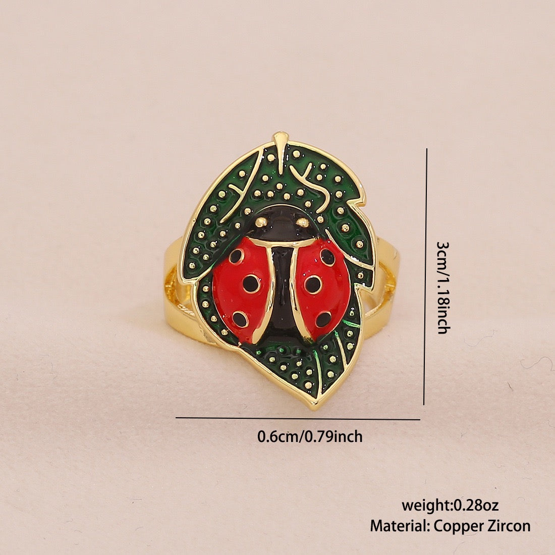 Cute Ladybug Pastoral Ring