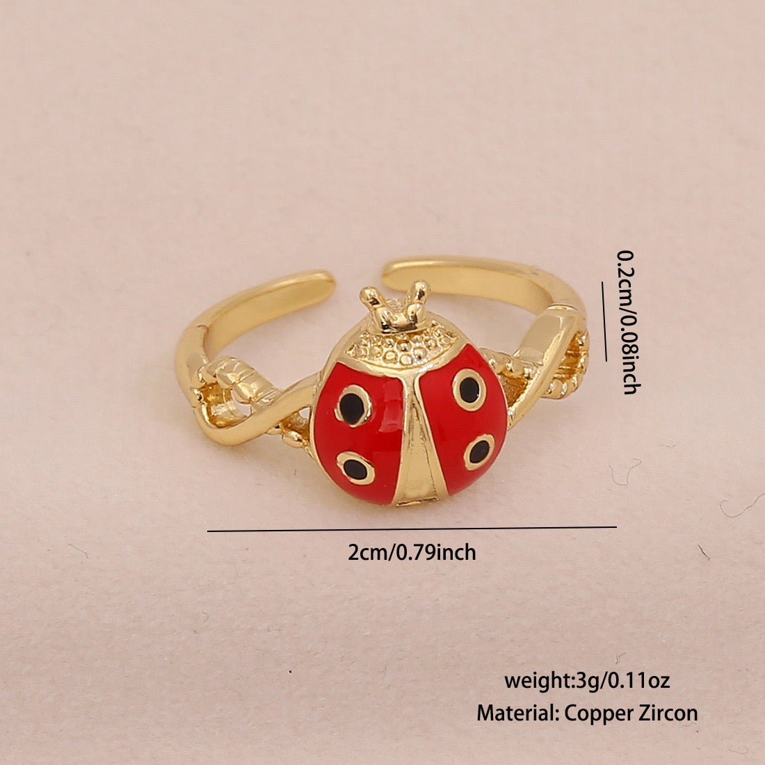 Cute Ladybug Pastoral Ring