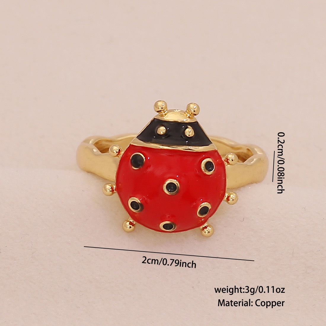 Cute Ladybug Pastoral Ring