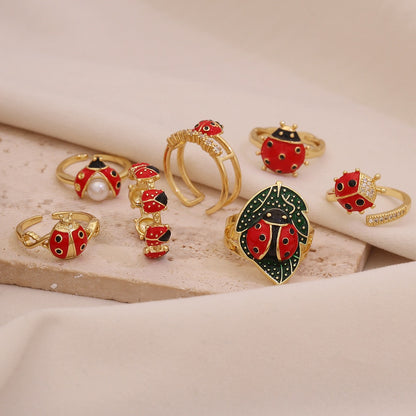 Cute Ladybug Pastoral Ring