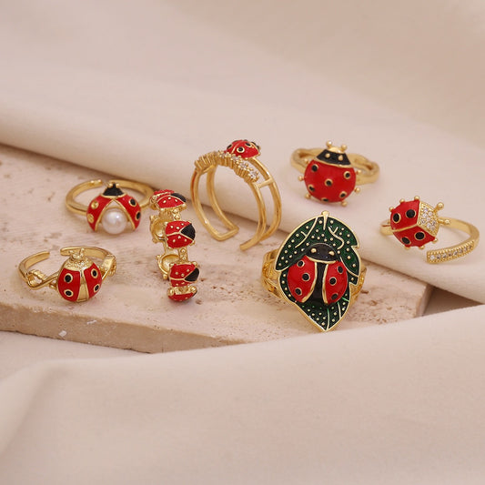 Cute Ladybug Pastoral Ring
