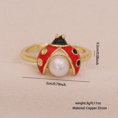 Cute Ladybug Pastoral Ring
