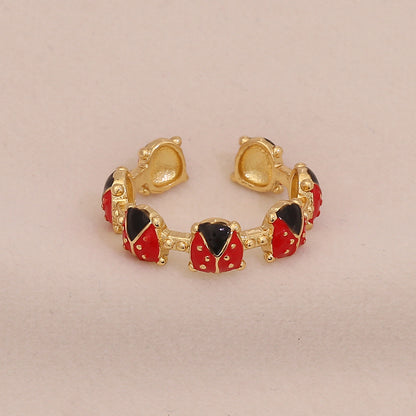 Cute Ladybug Pastoral Ring