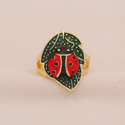 Cute Ladybug Pastoral Ring