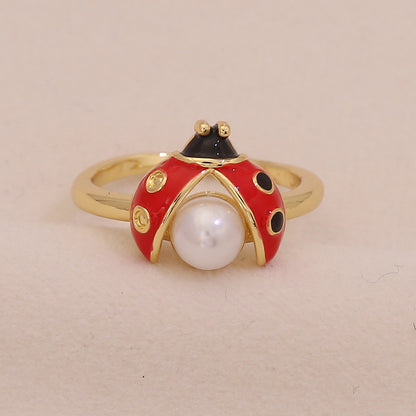 Cute Ladybug Pastoral Ring