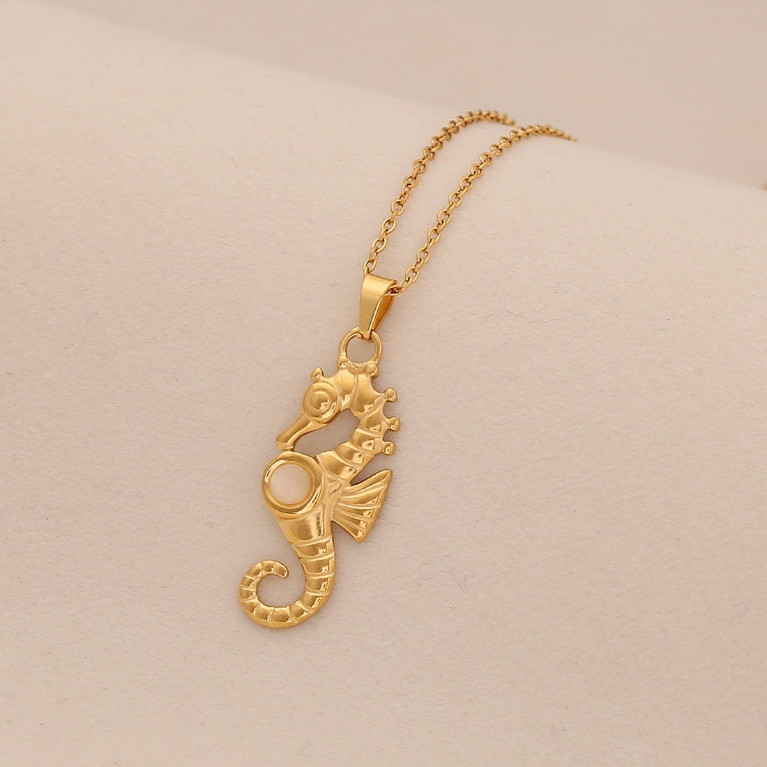 Sea Turtle & Seahorse Cat’s Eye Necklace