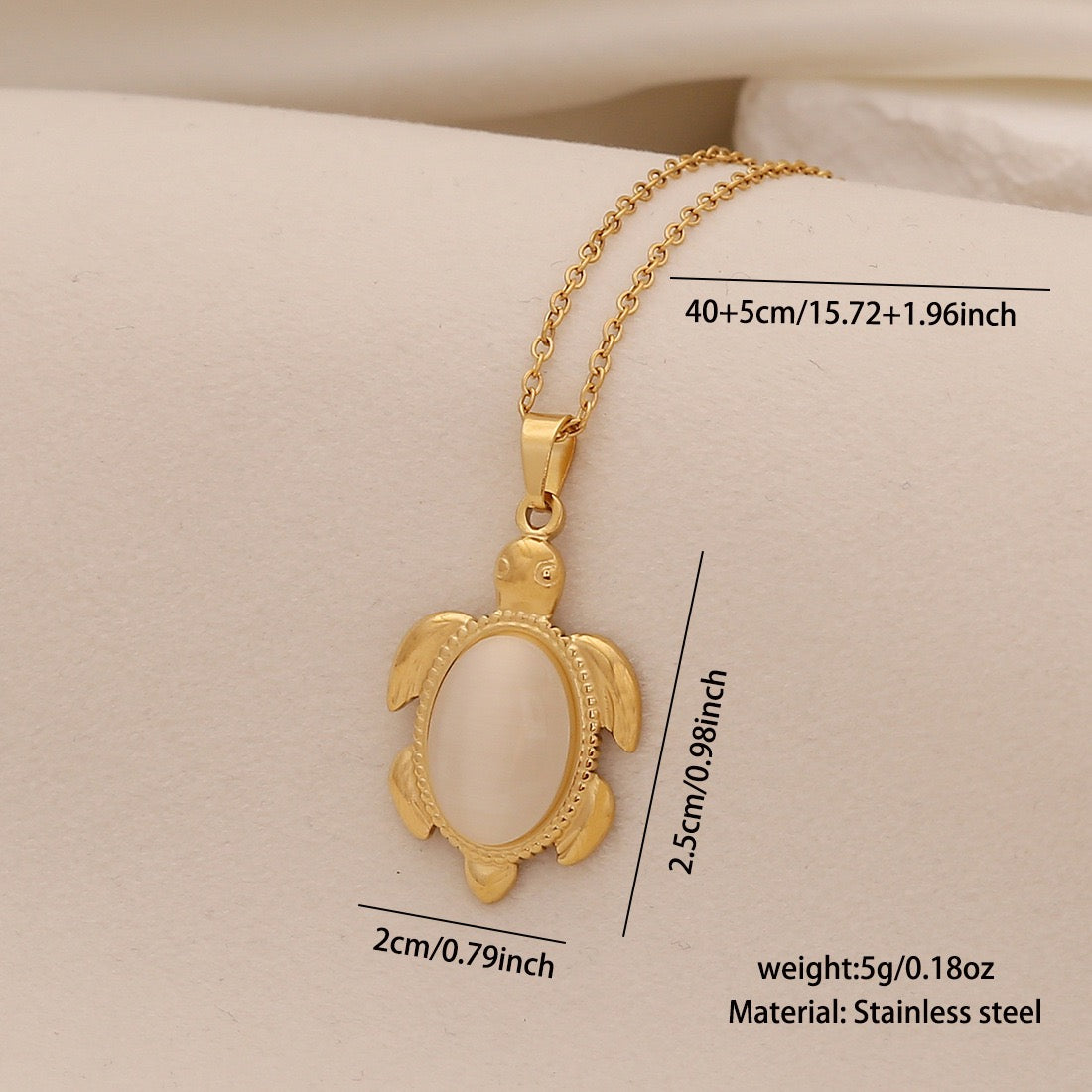 Sea Turtle & Seahorse Cat’s Eye Necklace