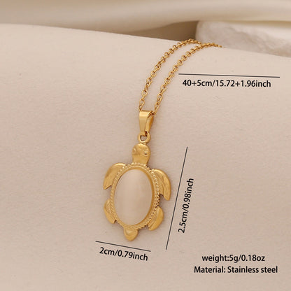 Sea Turtle & Seahorse Cat’s Eye Necklace