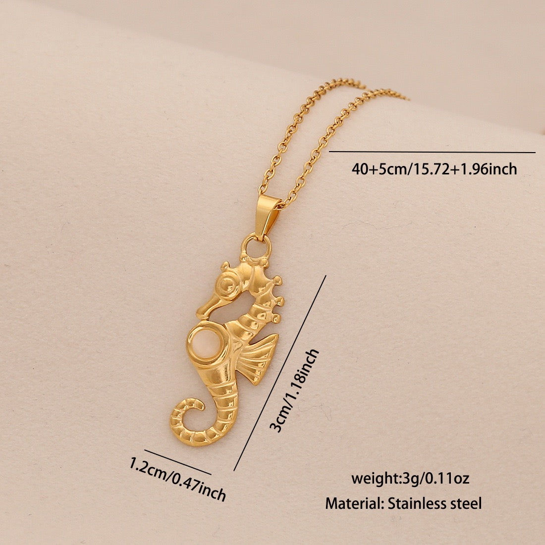 Sea Turtle & Seahorse Cat’s Eye Necklace