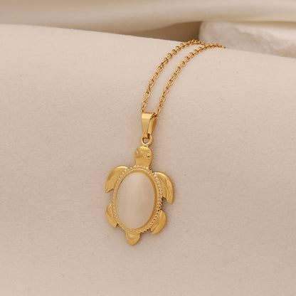 Sea Turtle & Seahorse Cat’s Eye Necklace