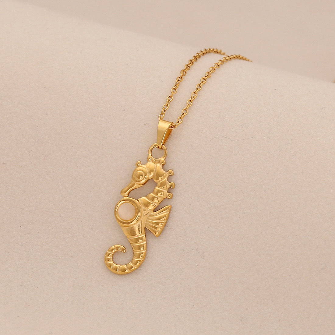 Sea Turtle & Seahorse Cat’s Eye Necklace