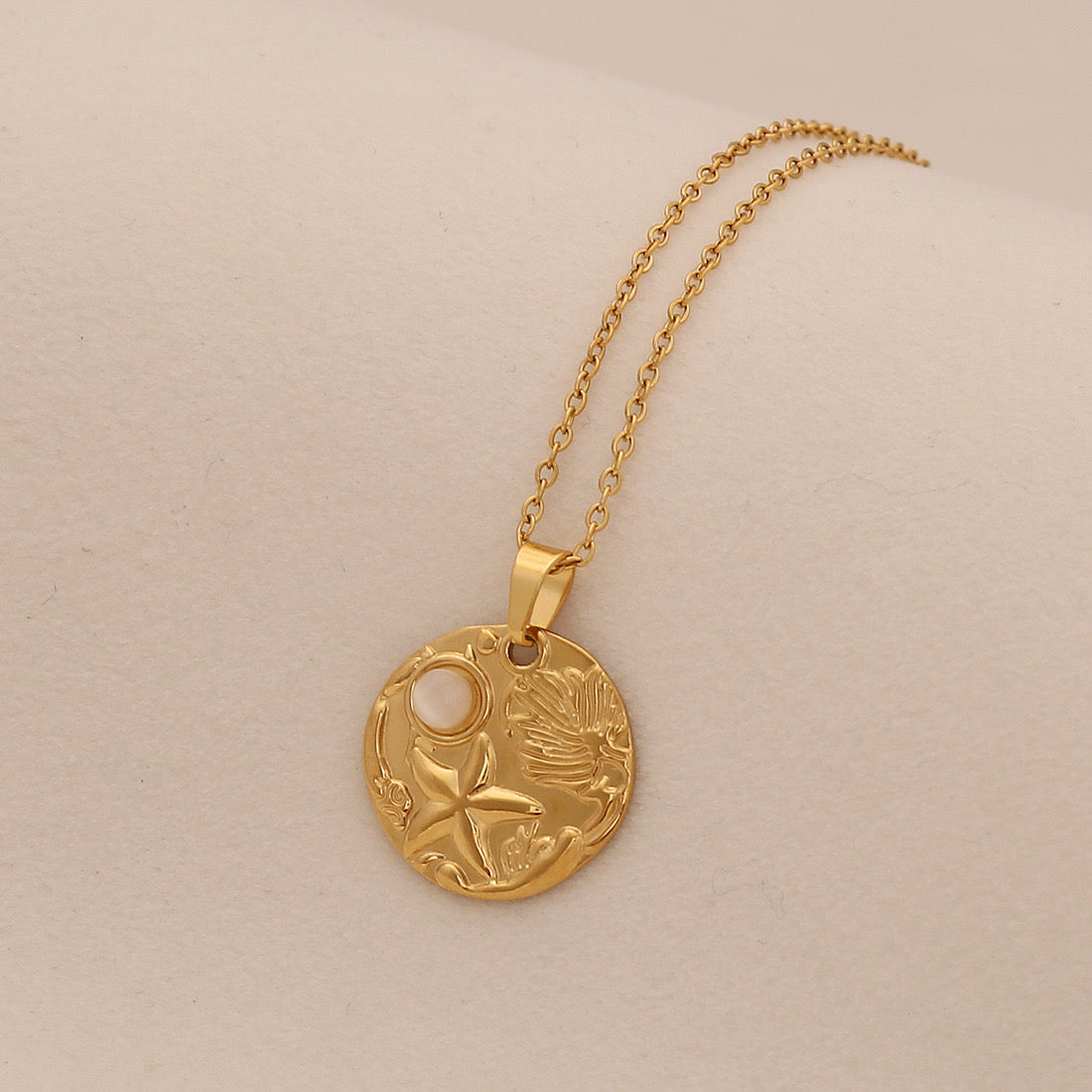 Sea Turtle & Seahorse Cat’s Eye Necklace