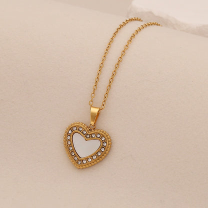 Imitation Shell Heart & Star Crystal Necklace