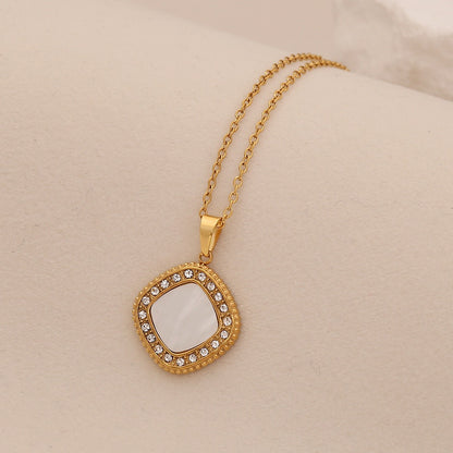 Imitation Shell Heart & Star Crystal Necklace