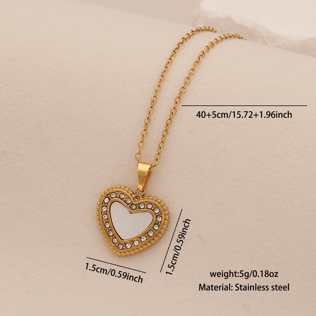 Imitation Shell Heart & Star Crystal Necklace