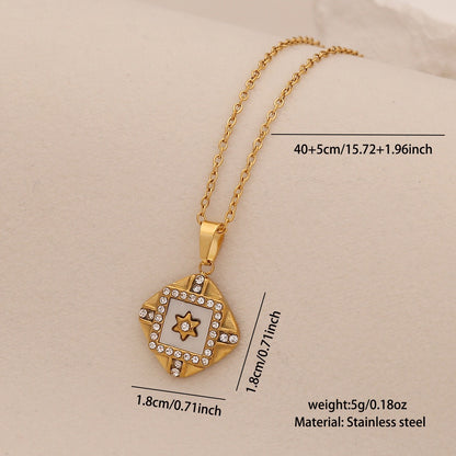 Imitation Shell Heart & Star Crystal Necklace