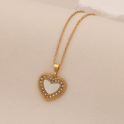 Imitation Shell Heart & Star Crystal Necklace