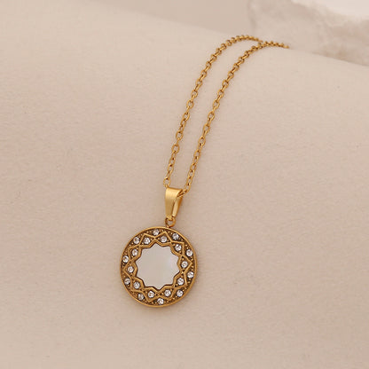 Imitation Shell Heart & Star Crystal Necklace