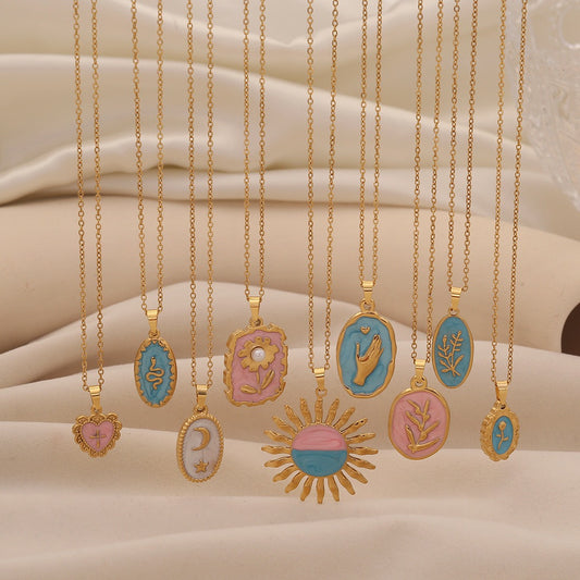 Spring Sunflower & Star Moon Necklace