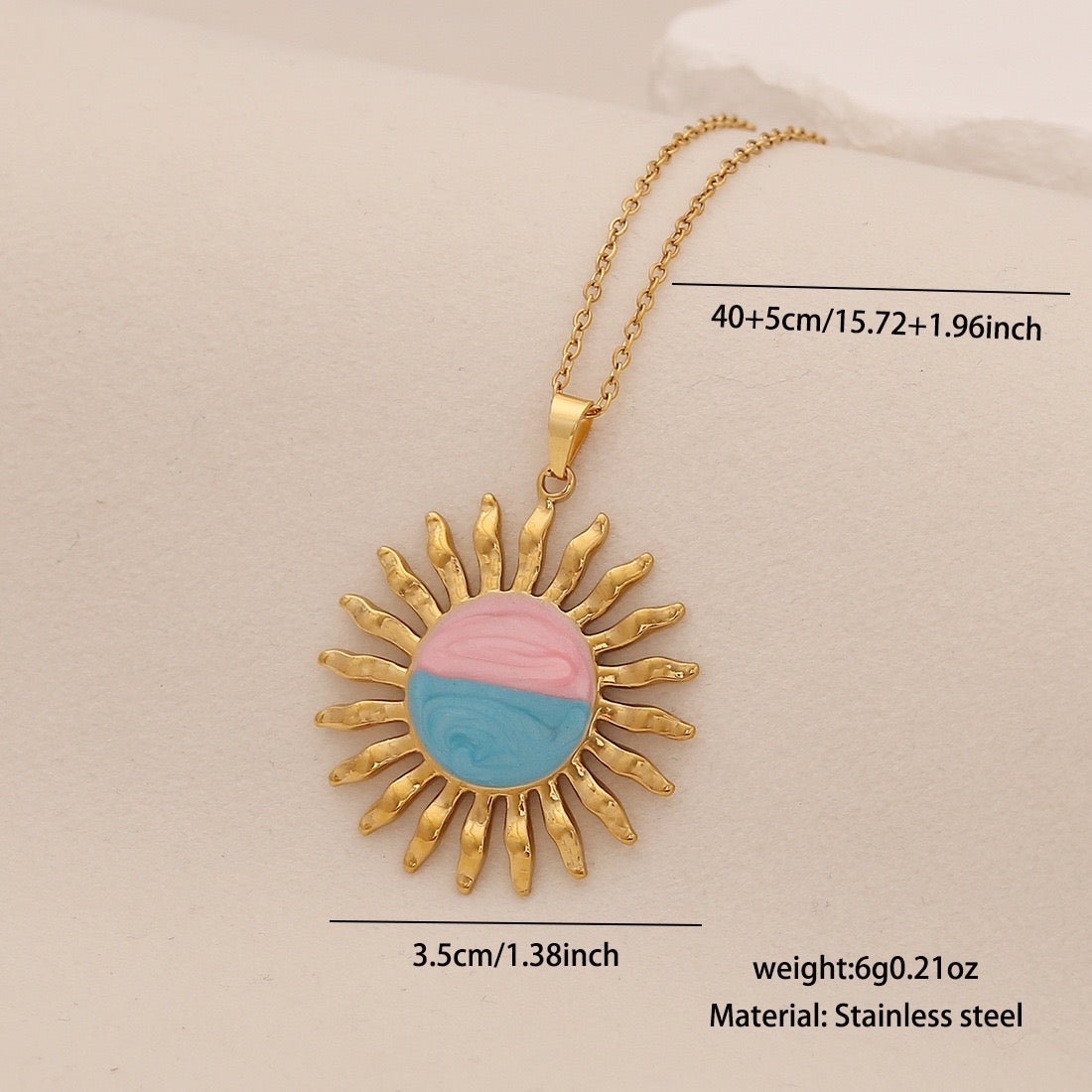 Spring Sunflower & Star Moon Necklace
