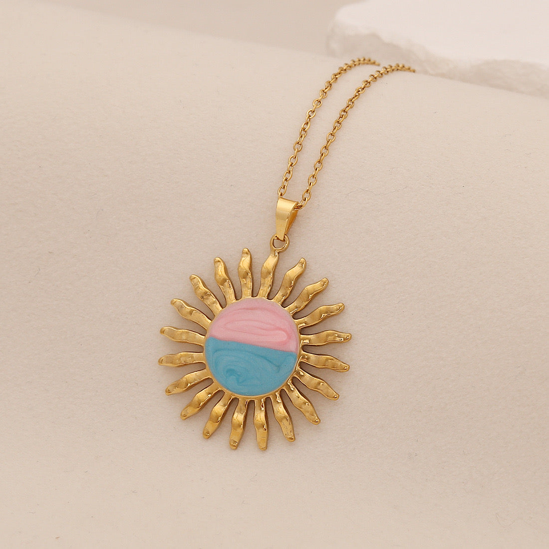 Spring Sunflower & Star Moon Necklace