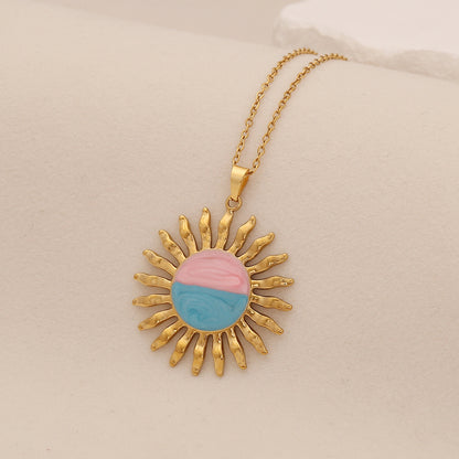 Spring Sunflower & Star Moon Necklace