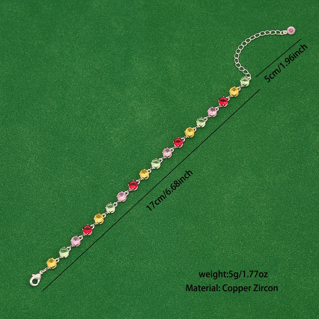 Colourful Zircon Crystal Candy Bracelet