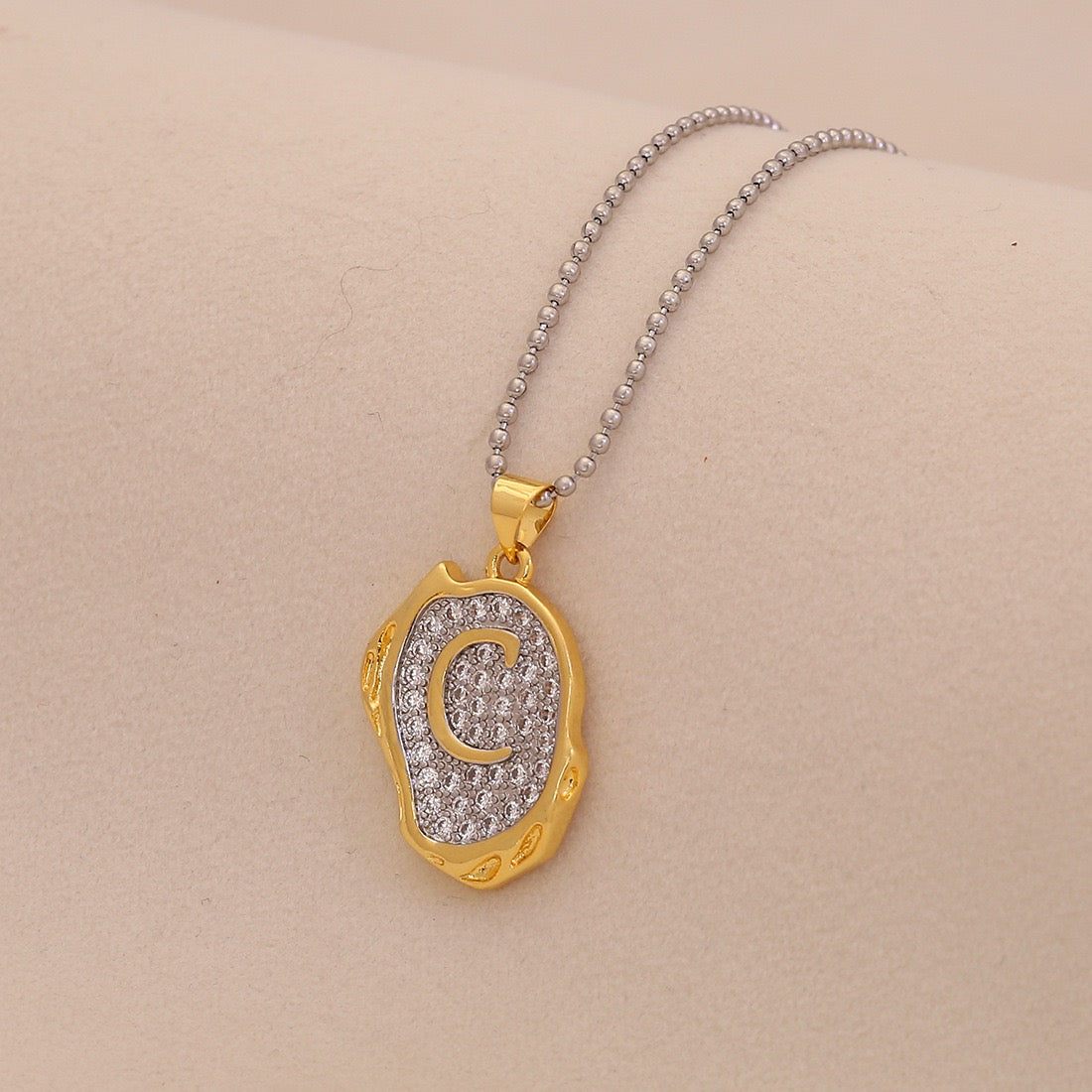 Gold Alphabet Pendant Necklace