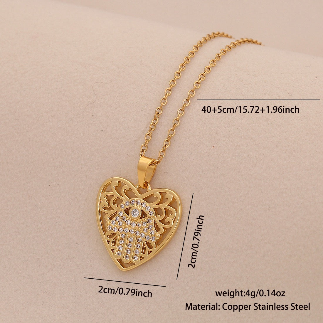 Zircon Heart Pendant Necklace