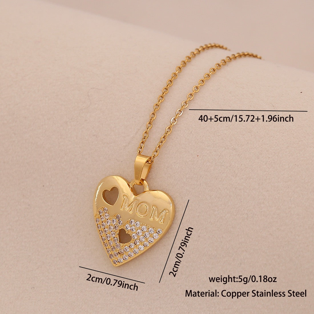Zircon Heart Pendant Necklace