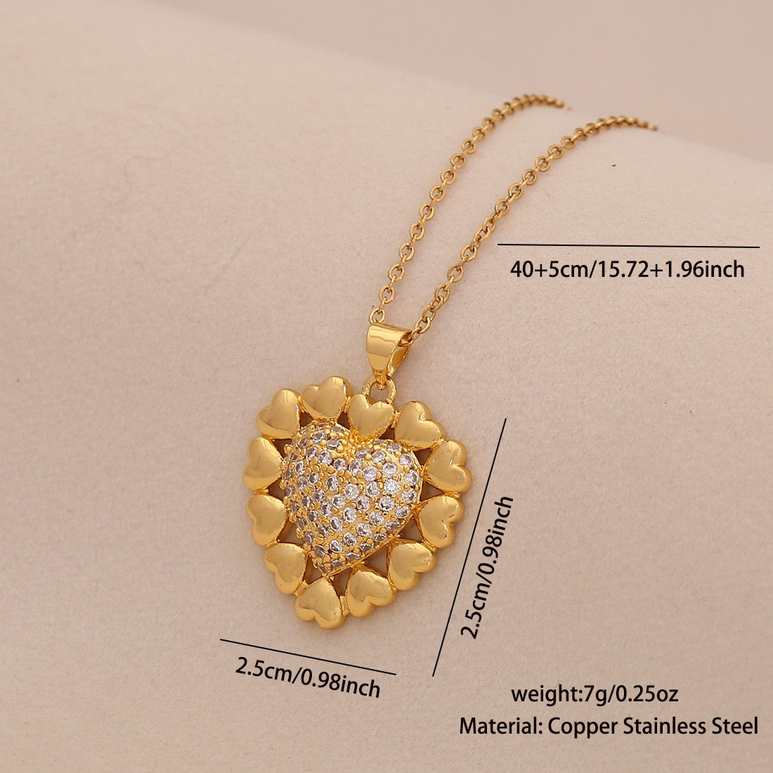 Zircon Heart Pendant Necklace