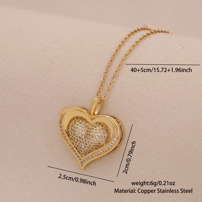 Zircon Heart Pendant Necklace
