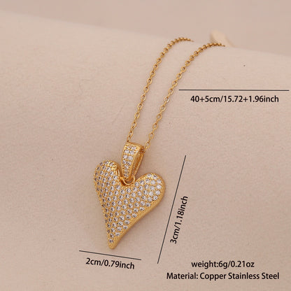 Zircon Heart Pendant Necklace