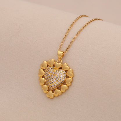 Zircon Heart Pendant Necklace