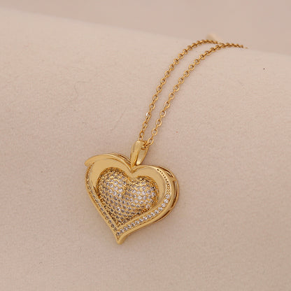 Zircon Heart Pendant Necklace