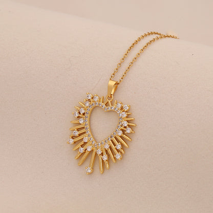 Zircon Heart Pendant Necklace