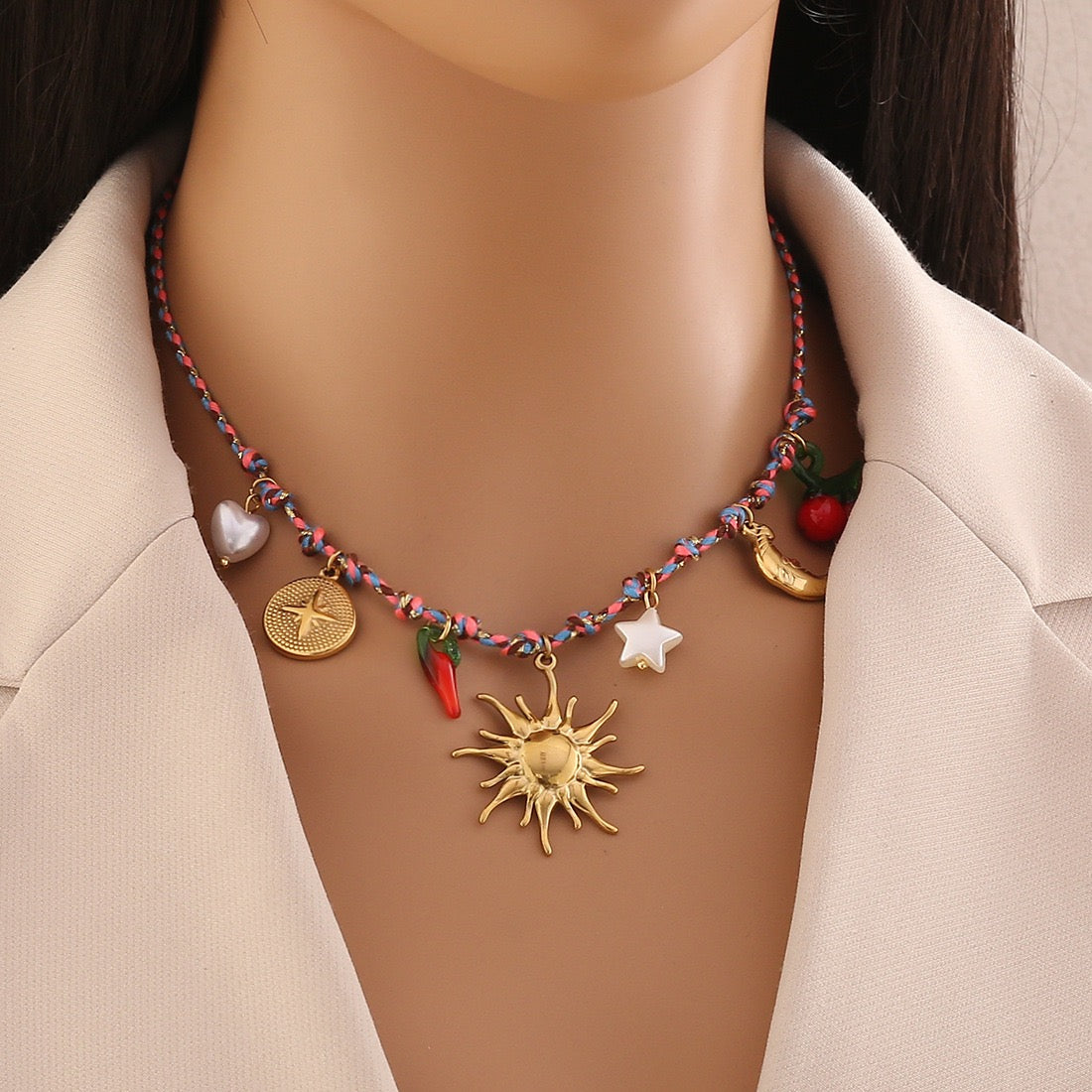 Bohemian Starfish & Seashell Woven Necklace