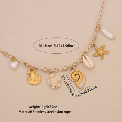 Bohemian Starfish & Seashell Woven Necklace