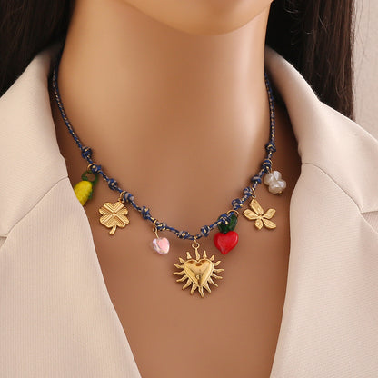 Bohemian Starfish & Seashell Woven Necklace