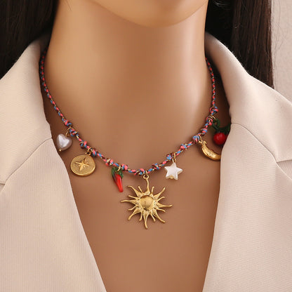 Bohemian Starfish & Seashell Woven Necklace