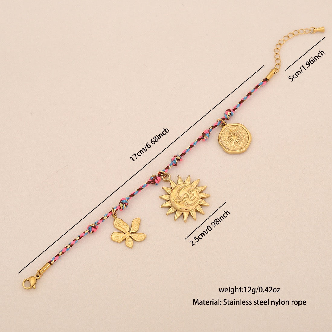 Sun, Star & Moon Woven Bracelet