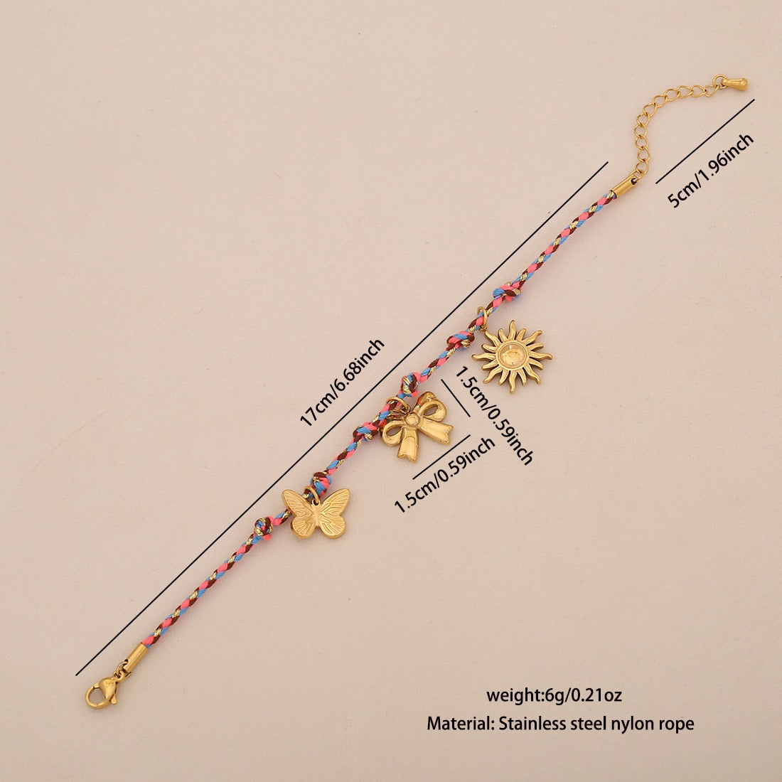 Sun, Star & Moon Woven Bracelet