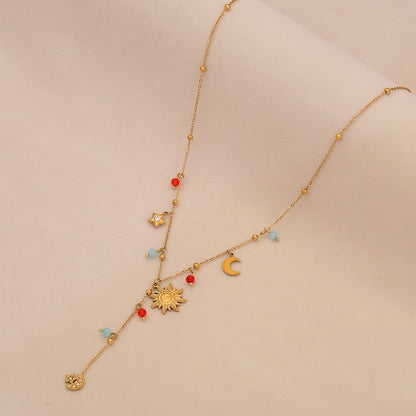 Cherry Crystal Heart Y Necklace