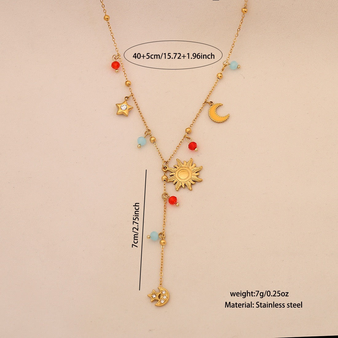 Cherry Crystal Heart Y Necklace