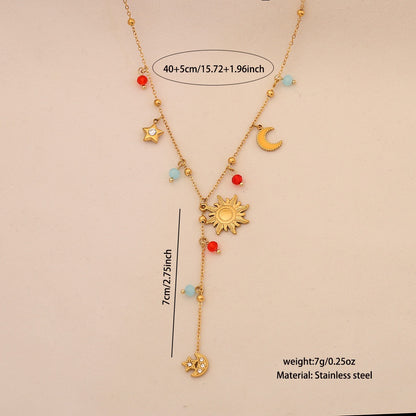 Cherry Crystal Heart Y Necklace