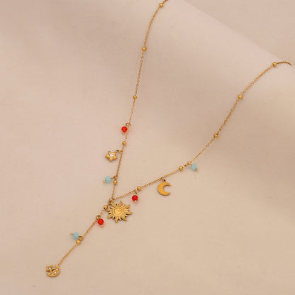 Cherry Crystal Heart Y Necklace
