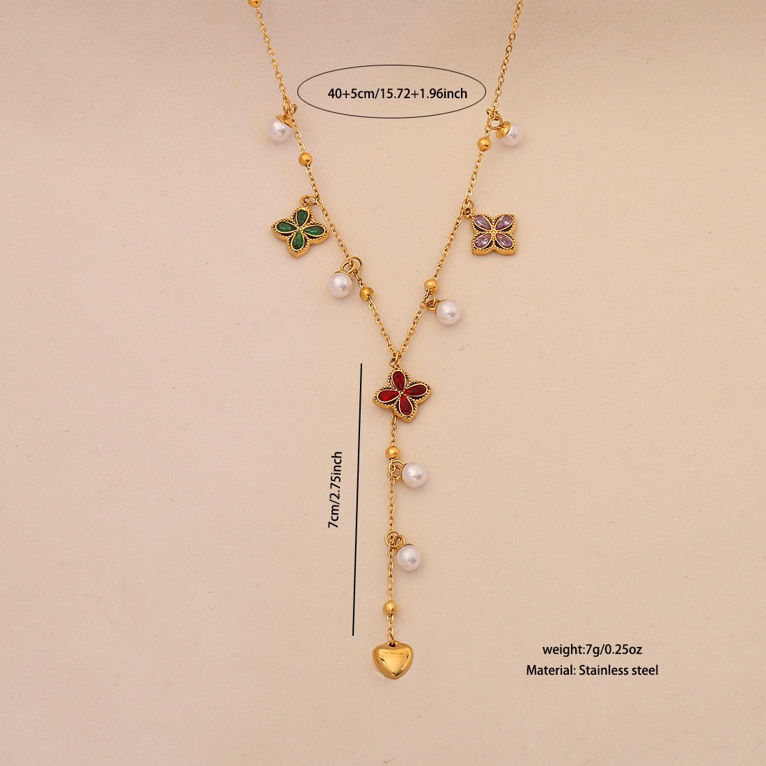 Pearl Flower Butterfly Y Necklace