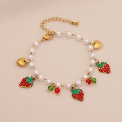 Strawberry Crystal Heart Necklace