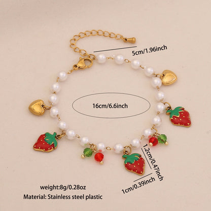 Strawberry Crystal Heart Necklace